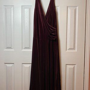 Jacalyn Bennett Maroon Velvet Maxi Dress XL